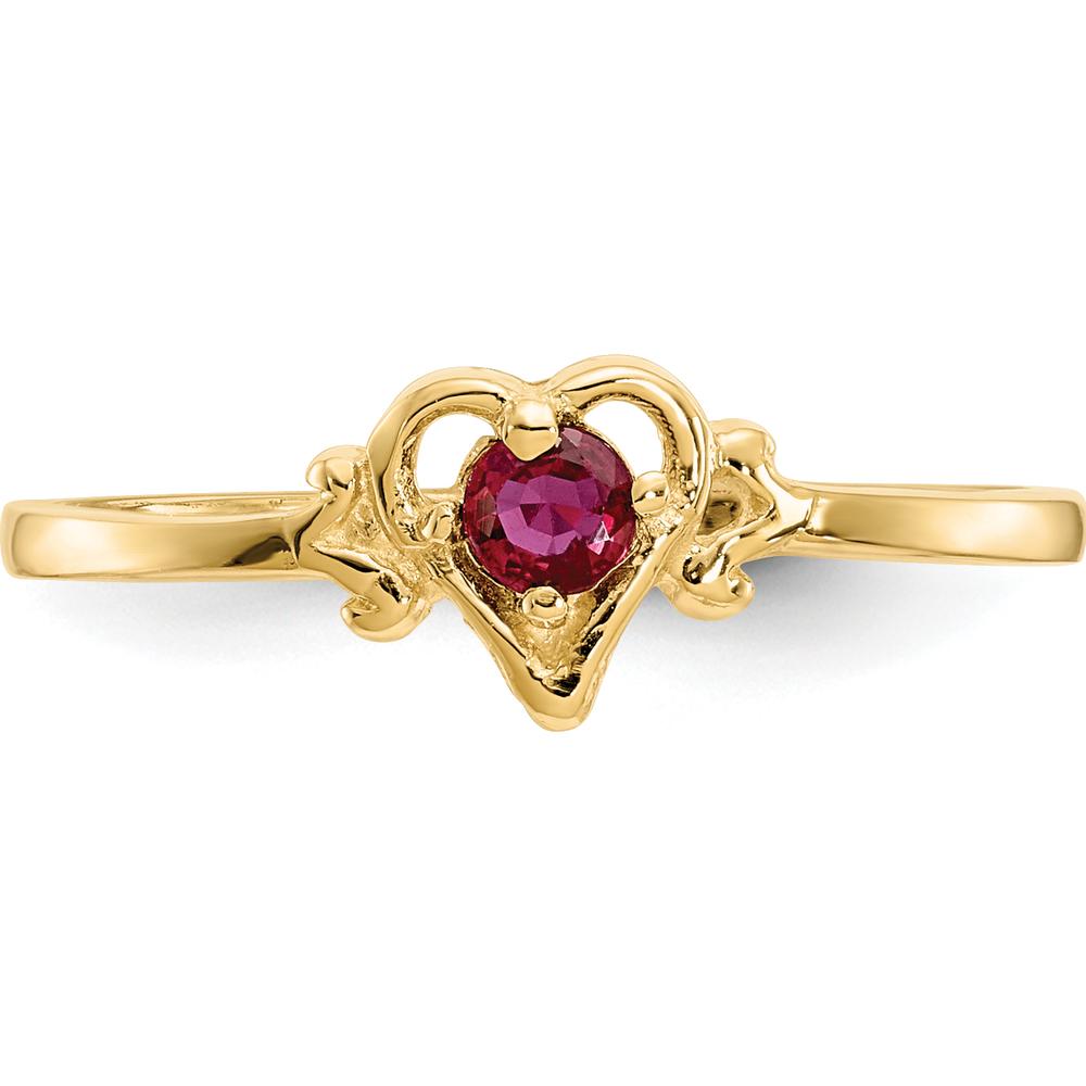 14K Yellow Gold Ruby Birthstone Heart Ring - 0.17 Carat Total Ruby Weight by Oro Pregiato