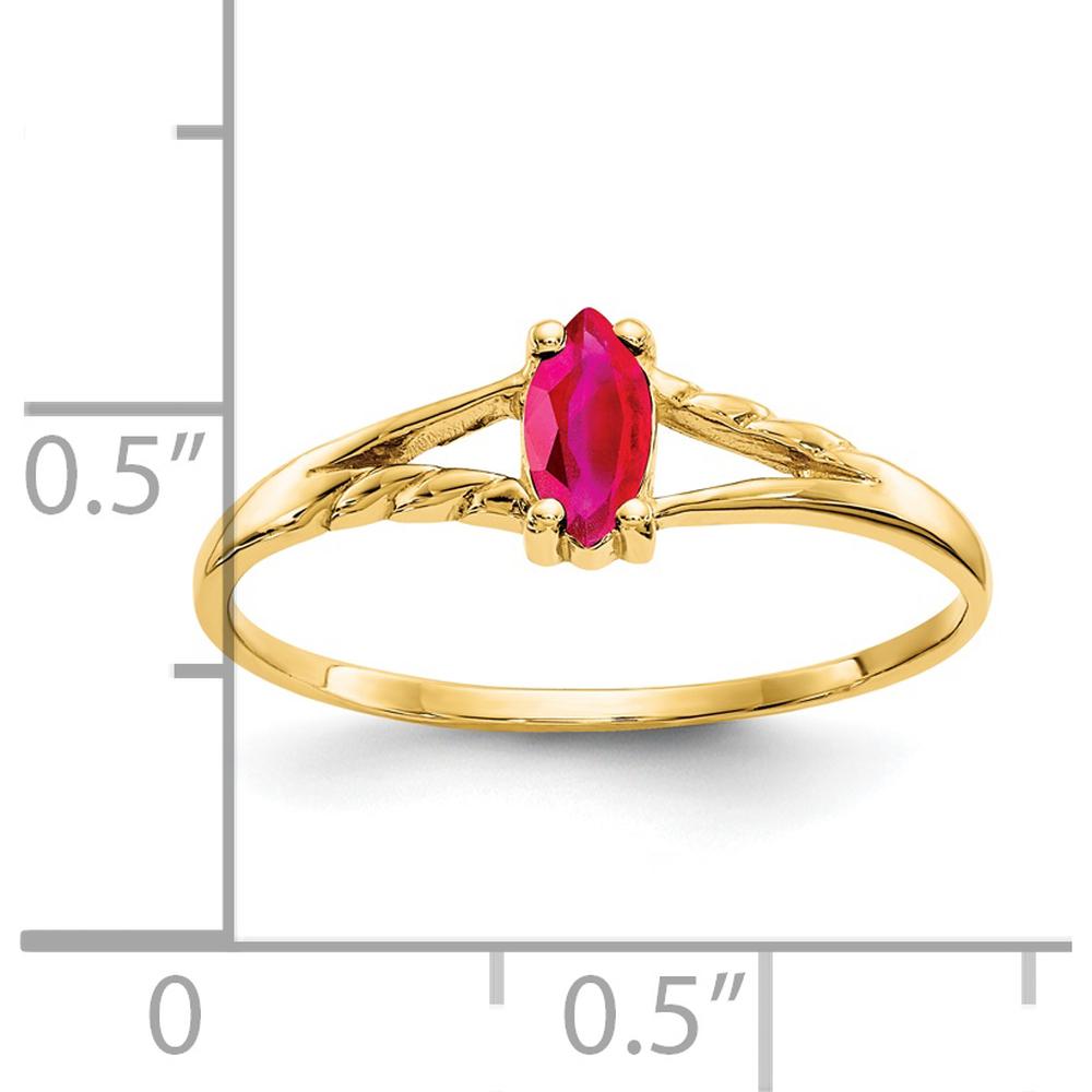 14K Yellow Gold Ruby Birthstone Ring with Marquise-Cut Ruby - 0.33 Carat Total Ruby Weight by Oro Pregiato