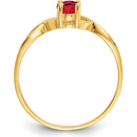14K Yellow Gold Ruby Birthstone Ring with Oval Faceted Ruby - 0.63 Carat Total Ruby Weight by Oro Pregiato