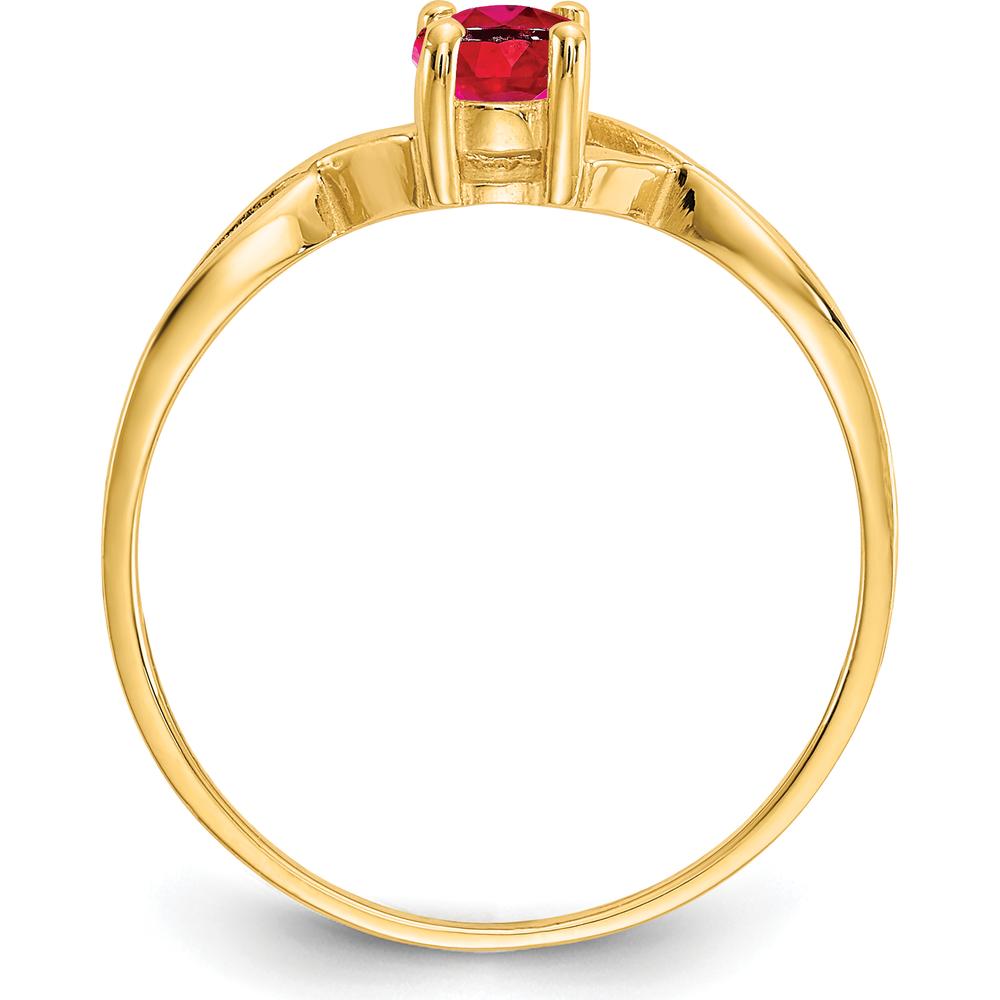14K Yellow Gold Ruby Birthstone Ring with Oval Faceted Ruby - 0.63 Carat Total Ruby Weight by Oro Pregiato