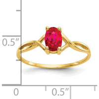 14K Yellow Gold Ruby Birthstone Ring with Oval Faceted Ruby - 0.63 Carat Total Ruby Weight by Oro Pregiato