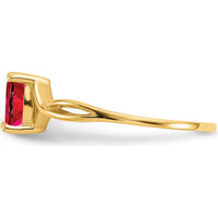 14K Yellow Gold Ruby Birthstone Ring with Oval Faceted Ruby - 0.63 Carat Total Ruby Weight by Oro Pregiato