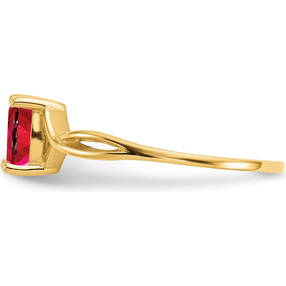14K Yellow Gold Ruby Birthstone Ring with Oval Faceted Ruby - 0.63 Carat Total Ruby Weight by Oro Pregiato