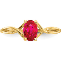 14K Yellow Gold Ruby Birthstone Ring with Oval Faceted Ruby - 0.63 Carat Total Ruby Weight by Oro Pregiato
