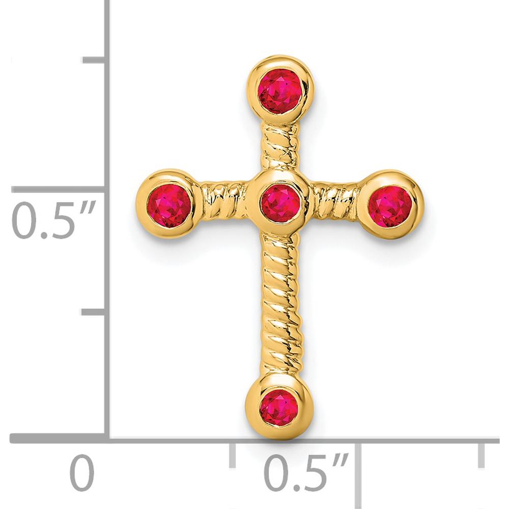 14K Yellow Gold Ruby Cross Slide Pendant - 0.29 Carat Total Ruby Weight by Lumare Gioia