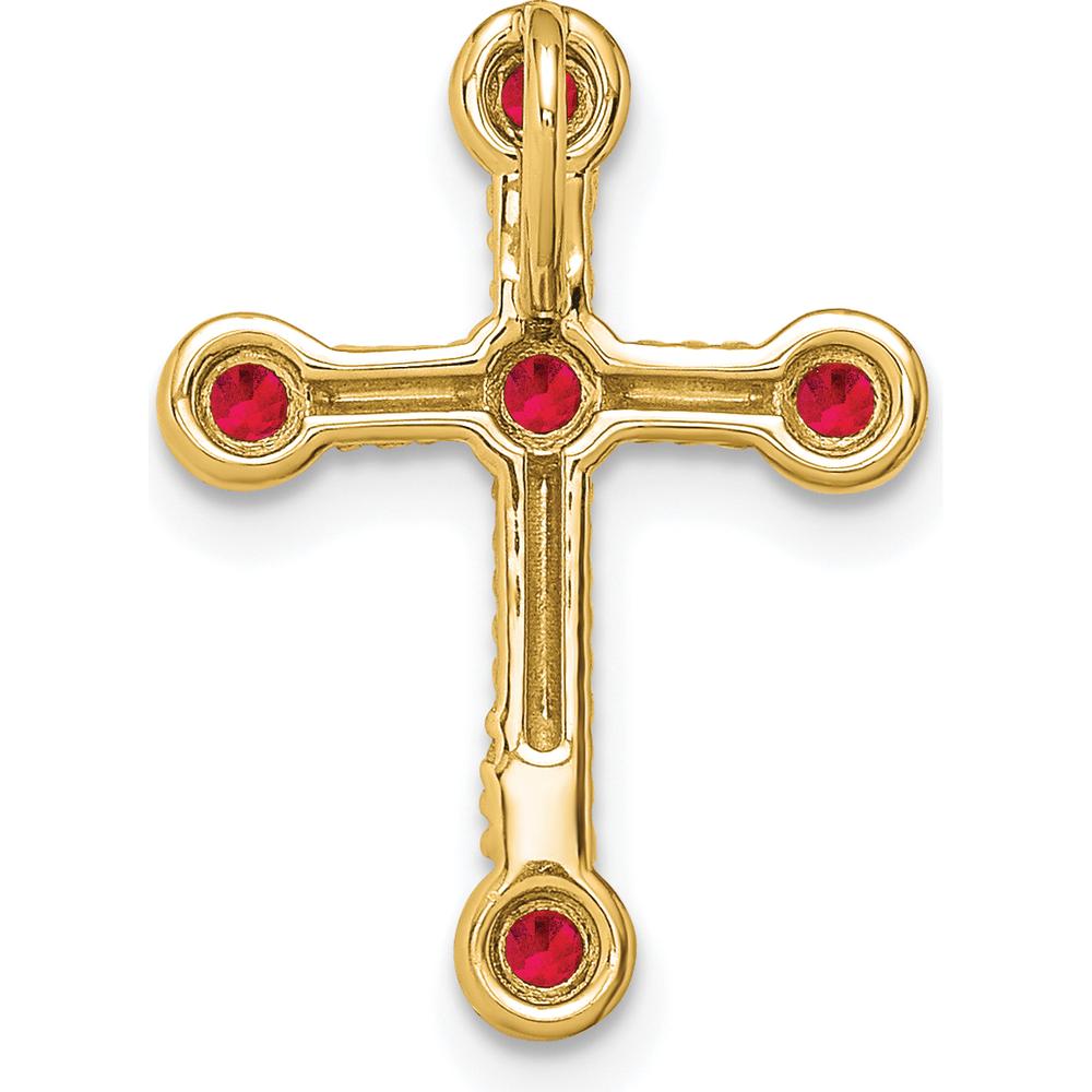 14K Yellow Gold Ruby Cross Slide Pendant - 0.29 Carat Total Ruby Weight by Lumare Gioia