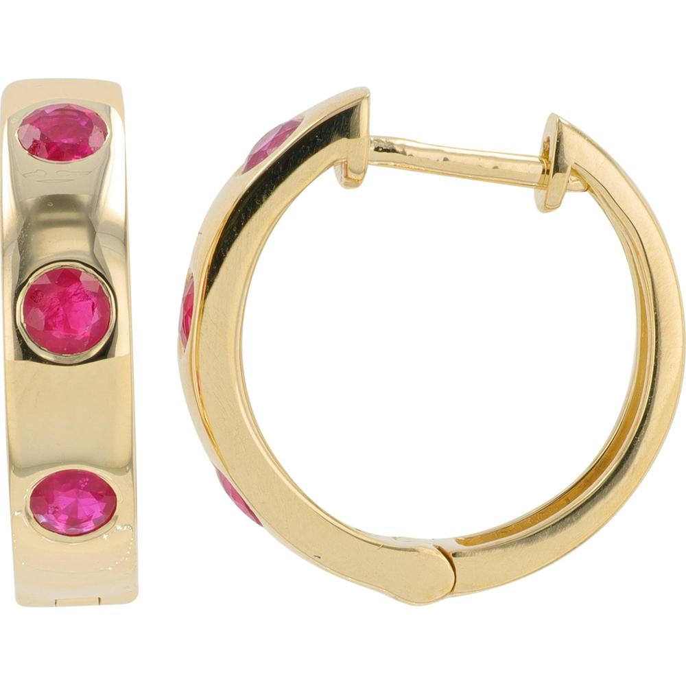 14K Yellow Gold Ruby Hoop Earrings - 0.50 Carat Total Ruby Weight