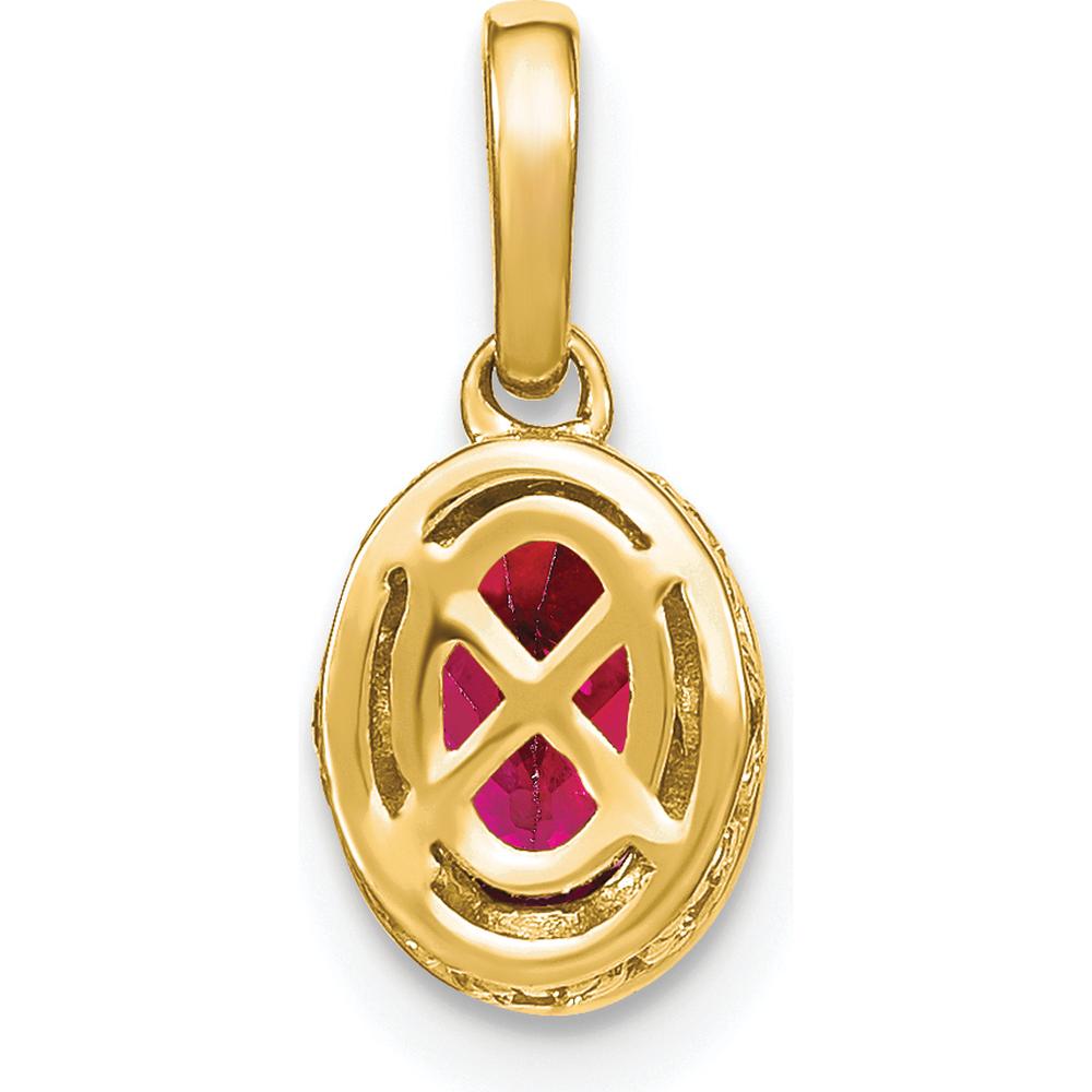 14K Yellow Gold Ruby Pendant with Round Diamond Accent - 0.6 Carat Ruby, 0.03 Carat Diamond Total Weight by Lumare Gioia