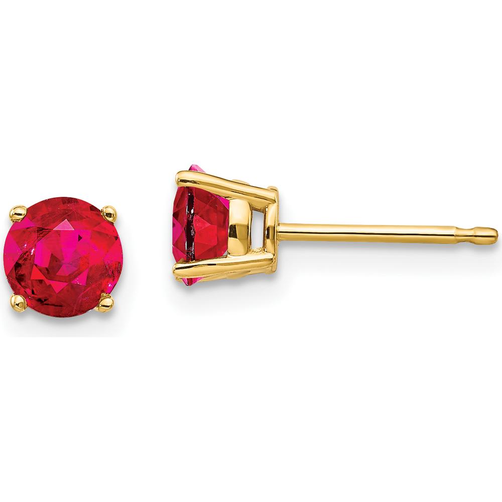 14K Yellow Gold Ruby Stud Earrings - 0.67 Carat Total Ruby Weight by Monteluci Fine Jewelry