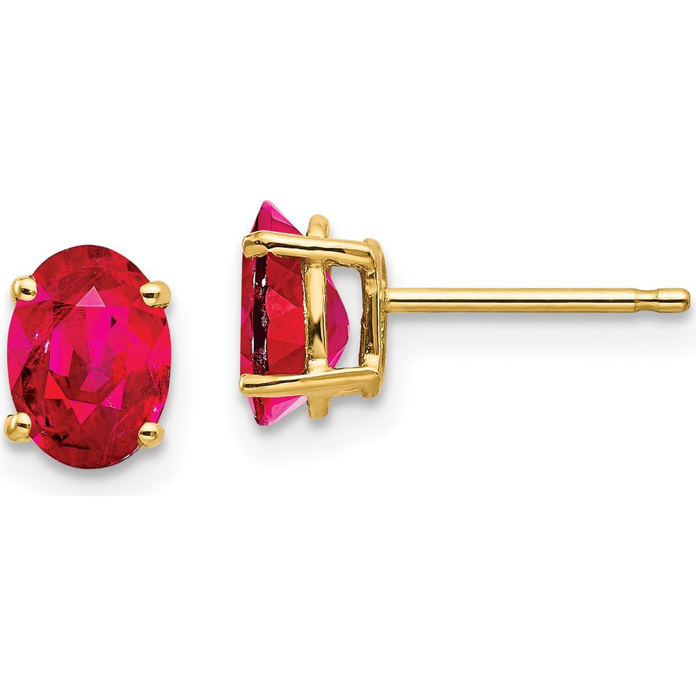 14K Yellow Gold Ruby Stud Earrings - 1.1 Carat Total Ruby Weight by Monteluci Fine Jewelry