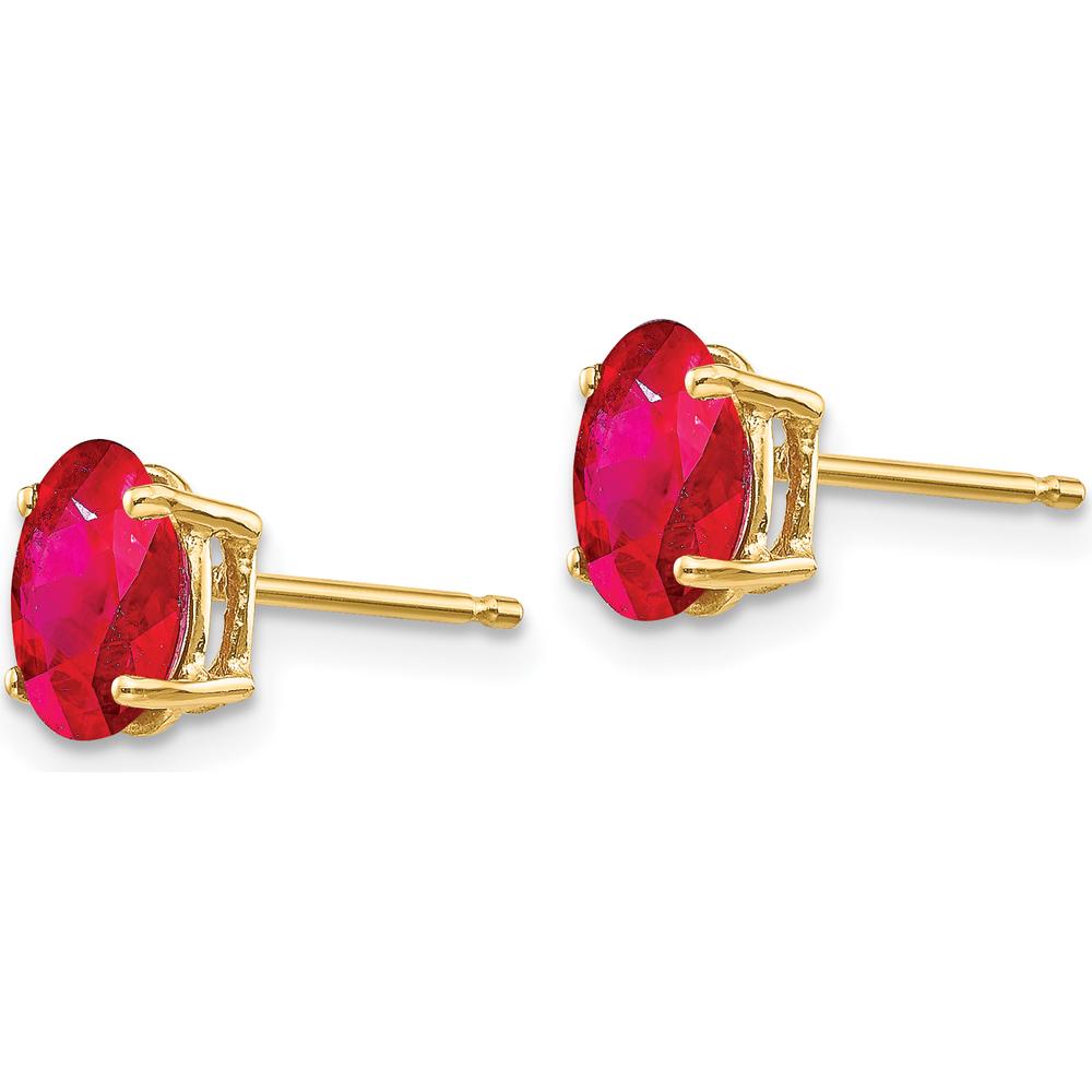 14K Yellow Gold Ruby Stud Earrings - 1.1 Carat Total Ruby Weight by Monteluci Fine Jewelry