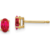14K Yellow Gold Ruby Stud Earrings with Oval Faceted Rubies - 0.32 Carat Total Ruby Weight by Monteluci Fine Jewelry