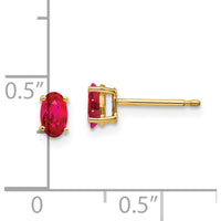 14K Yellow Gold Ruby Stud Earrings with Oval Faceted Rubies - 0.32 Carat Total Ruby Weight by Monteluci Fine Jewelry