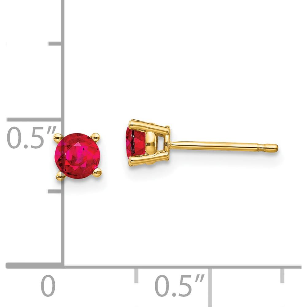 14K Yellow Gold Ruby Stud Earrings with Round Faceted Rubies - 0.74 Carat Total Ruby Weight by Monteluci Fine Jewelry