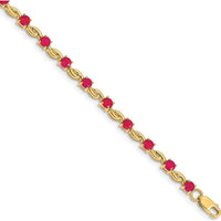 14K Yellow Gold Ruby Tennis Bracelet with 20 Round Rubies - 2.5 Carats Total Ruby Weight by Monteluci Fine Jewelry