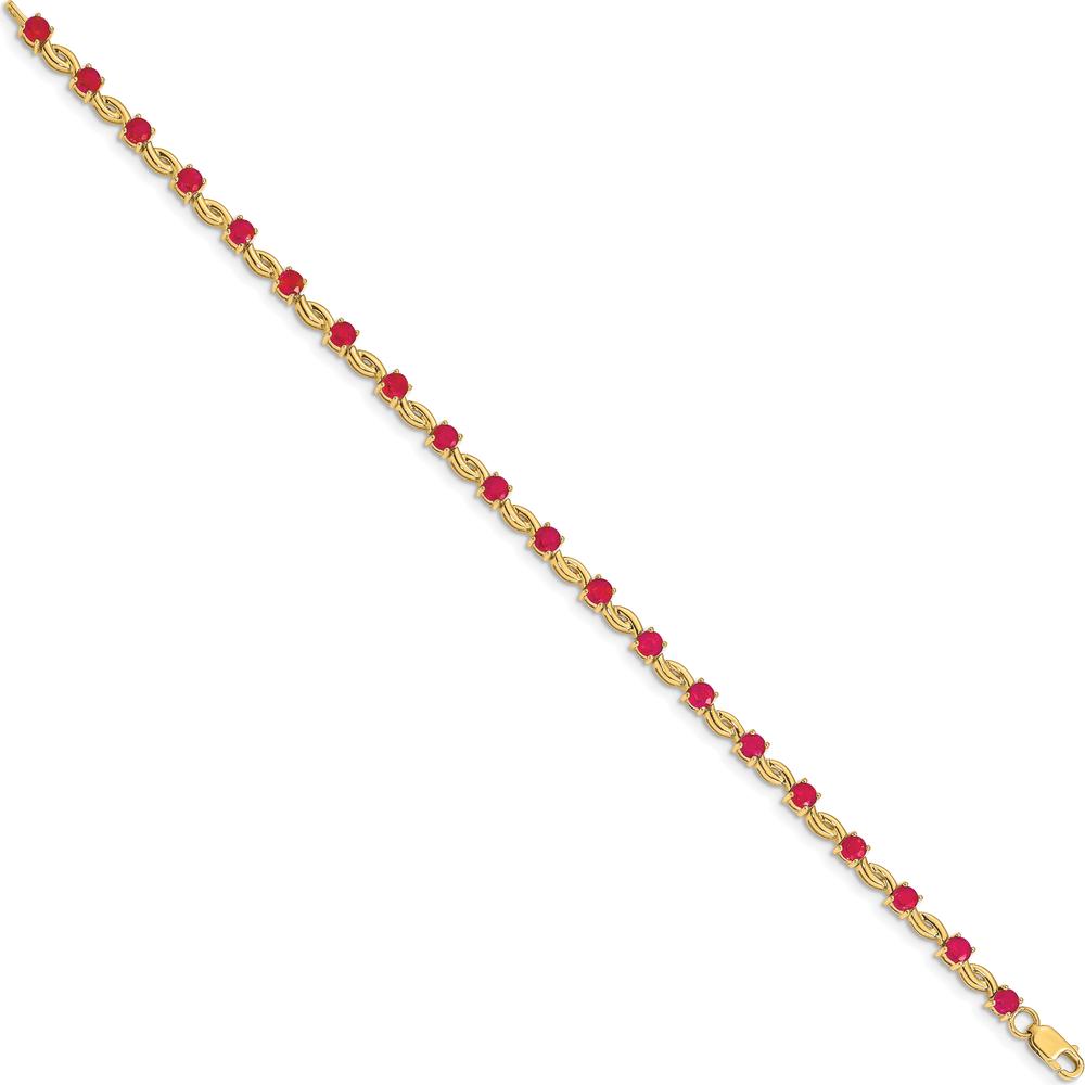 14K Yellow Gold Ruby Tennis Bracelet with 20 Round Rubies - 2.5 Carats Total Ruby Weight by Monteluci Fine Jewelry
