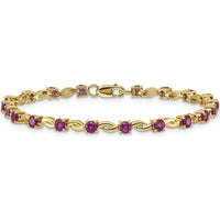 14K Yellow Gold Ruby Tennis Bracelet with 20 Round Rubies - 2.5 Carats Total Ruby Weight by Monteluci Fine Jewelry