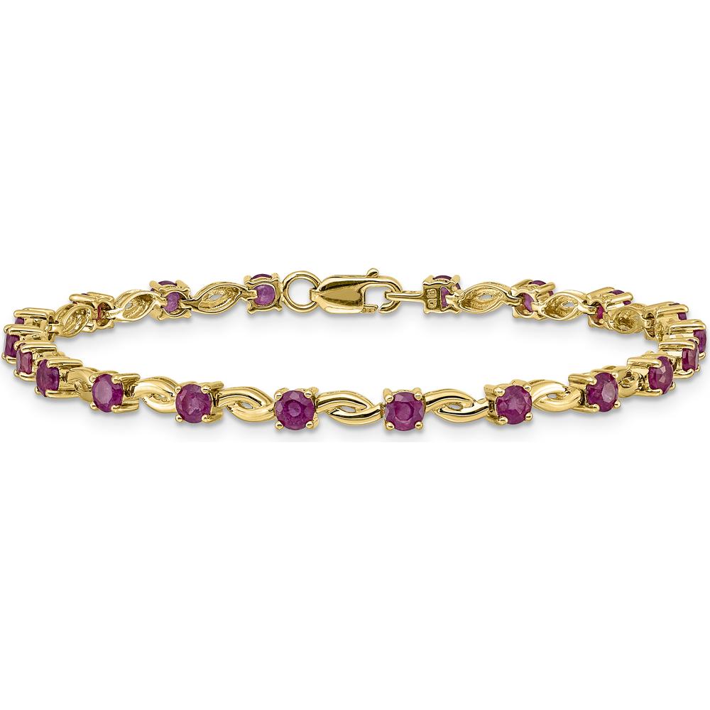 14K Yellow Gold Ruby Tennis Bracelet with 20 Round Rubies - 2.5 Carats Total Ruby Weight by Monteluci Fine Jewelry