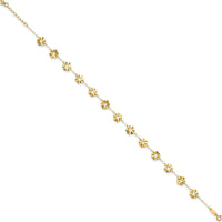 14K Yellow Gold Ruffle Star Flower Anklet with 1" Extender - 11" Total Length