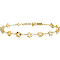 14K Yellow Gold Ruffle Star Flower Anklet with 1" Extender - 11" Total Length