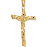 14K Yellow Gold Rugged Tree Crucifix Pendant - 60mm Length, 30mm Width by Oro Pregiato