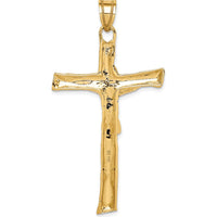 14K Yellow Gold Rugged Tree Crucifix Pendant - 60mm Length, 30mm Width by Oro Pregiato