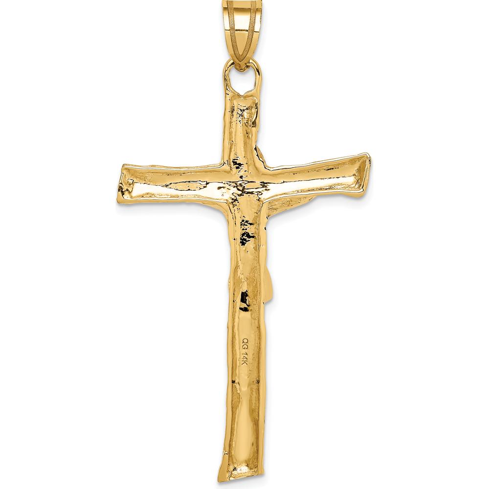 14K Yellow Gold Rugged Tree Crucifix Pendant - 60mm Length, 30mm Width by Oro Pregiato