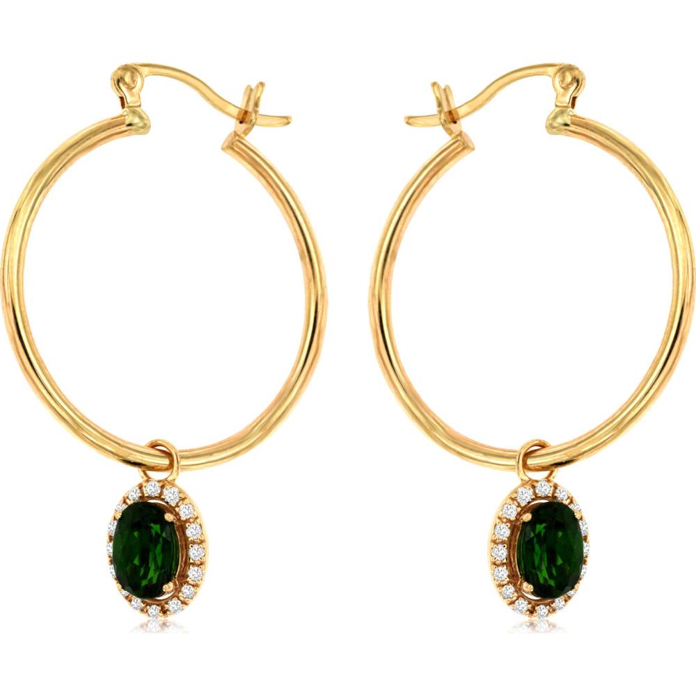 14K Yellow Gold Russalite & Diamond Halo Earrings - 1.03 Carats Total Russalite & Diamond Weight