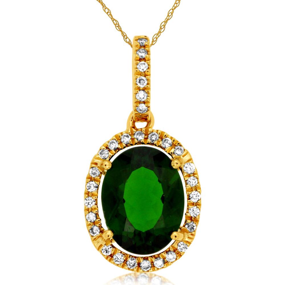14K Yellow Gold Russalite & Diamond Halo Pendant - 2.78 Carats Total Gem Weight