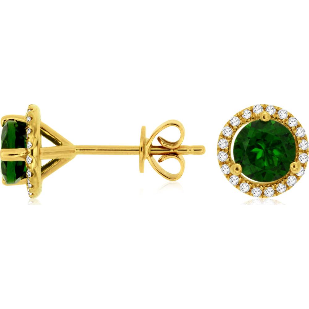 14K Yellow Gold Russalite & Diamond Halo Stud Earrings - 1.66 Carats Total Gemstone Weight
