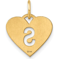 14K Yellow Gold "S" Initial Heart Charm Pendant - Polished Finish by Oro Pregiato