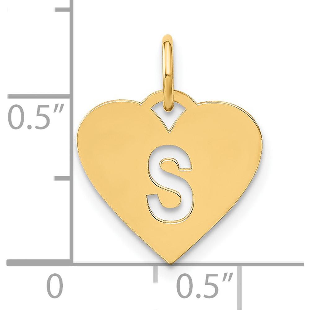 14K Yellow Gold "S" Initial Heart Charm Pendant - Polished Finish by Oro Pregiato
