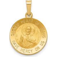14K Yellow Gold Sacred Heart of Jesus Medal Pendant - 18mm x 15mm by Oro Pregiato