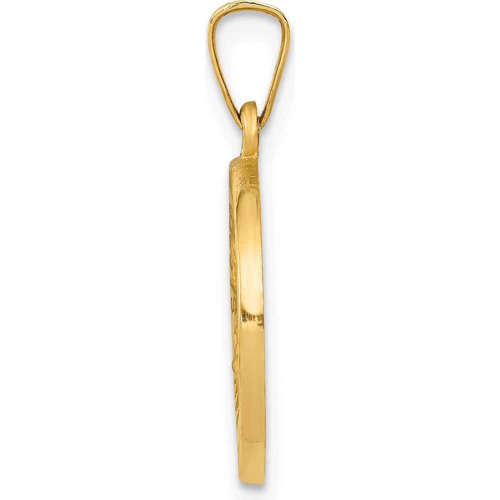 14K Yellow Gold Sacred Heart of Jesus Medal Pendant - 18mm x 15mm by Oro Pregiato