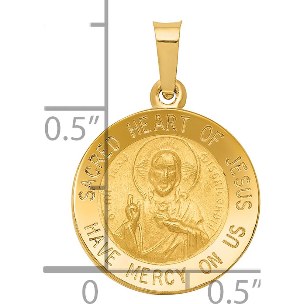 14K Yellow Gold Sacred Heart of Jesus Medal Pendant - 18mm x 15mm by Oro Pregiato