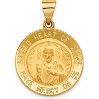 14K Yellow Gold Sacred Heart of Jesus Medal Pendant - Hollow Design by 0