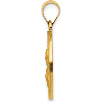 14K Yellow Gold Sacred Heart of Jesus Medal Pendant - Hollow Design by 0