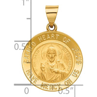 14K Yellow Gold Sacred Heart of Jesus Medal Pendant - Hollow Design by 0