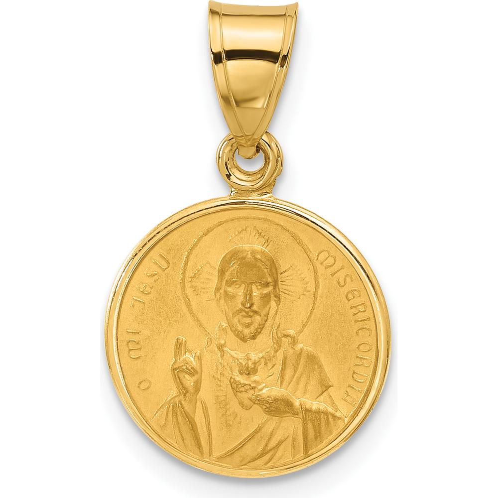 14K Yellow Gold Sacred Heart of Jesus Pendant - 21.1mm Length by Oro Pregiato