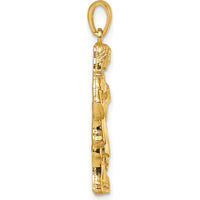 14K Yellow Gold Sacred Heart of Jesus Pendant with Rose-Tone Polished Finish by Oro Pregiato