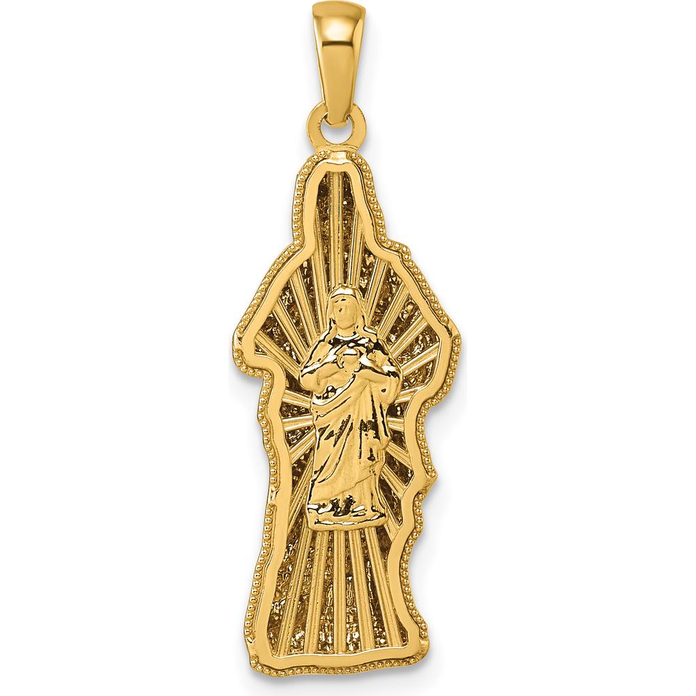 14K Yellow Gold Sacred Heart of Jesus Pendant with Rose-Tone Polished Finish by Oro Pregiato