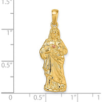 14K Yellow Gold Sacred Heart of Jesus Pendant with Rose-Tone Polished Finish by Oro Pregiato
