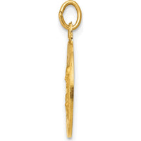 14K Yellow Gold Sacred Heart of Jesus Round Charm Pendant - 19mm Length, Polished and Satin Finish by Oro Pregiato