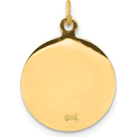 14K Yellow Gold Sacred Heart of Jesus Round Charm Pendant - 19mm Length, Polished and Satin Finish by Oro Pregiato