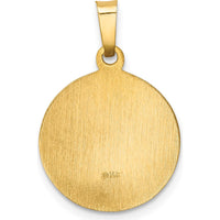 14K Yellow Gold Sacred Heart of Mary Hollow Round Pendant with Satin Finish by Oro Pregiato