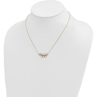 14K Yellow Gold Safety Pin Necklace with Three Dangle Heart Charms - 17" Length by 0