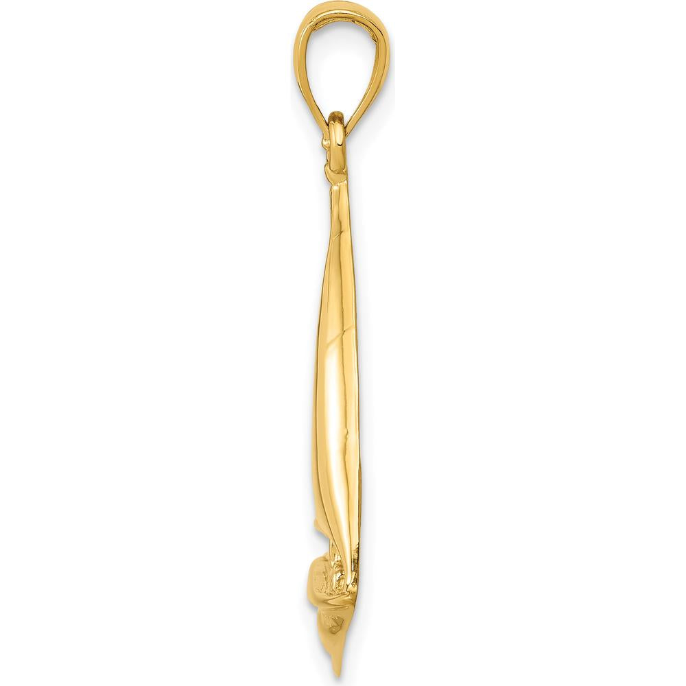 14K Yellow Gold Sailboat Pendant - 32mm Length, Nautical Charm for Men by Oro Pregiato