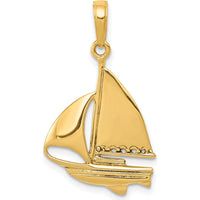 14K Yellow Gold Sailboat Pendant - Solid Casted Nautical Charm by Oro Pregiato