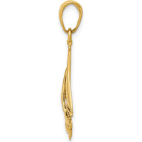 14K Yellow Gold Sailboat Pendant - Solid Casted Nautical Charm by Oro Pregiato