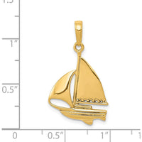 14K Yellow Gold Sailboat Pendant - Solid Casted Nautical Charm by Oro Pregiato